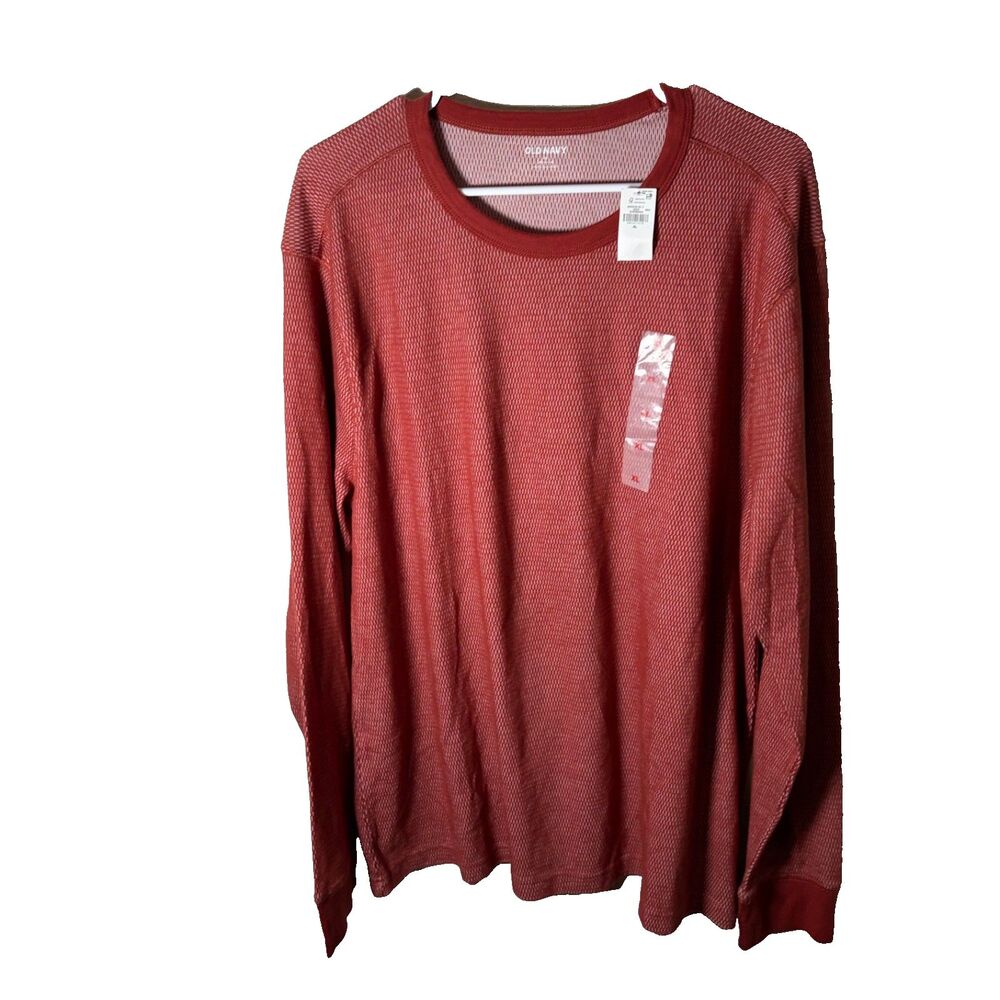 Old Navy T-Shirt Men's XL Red Long Sleeve Solid Soft Washed Shirt Casual NWT